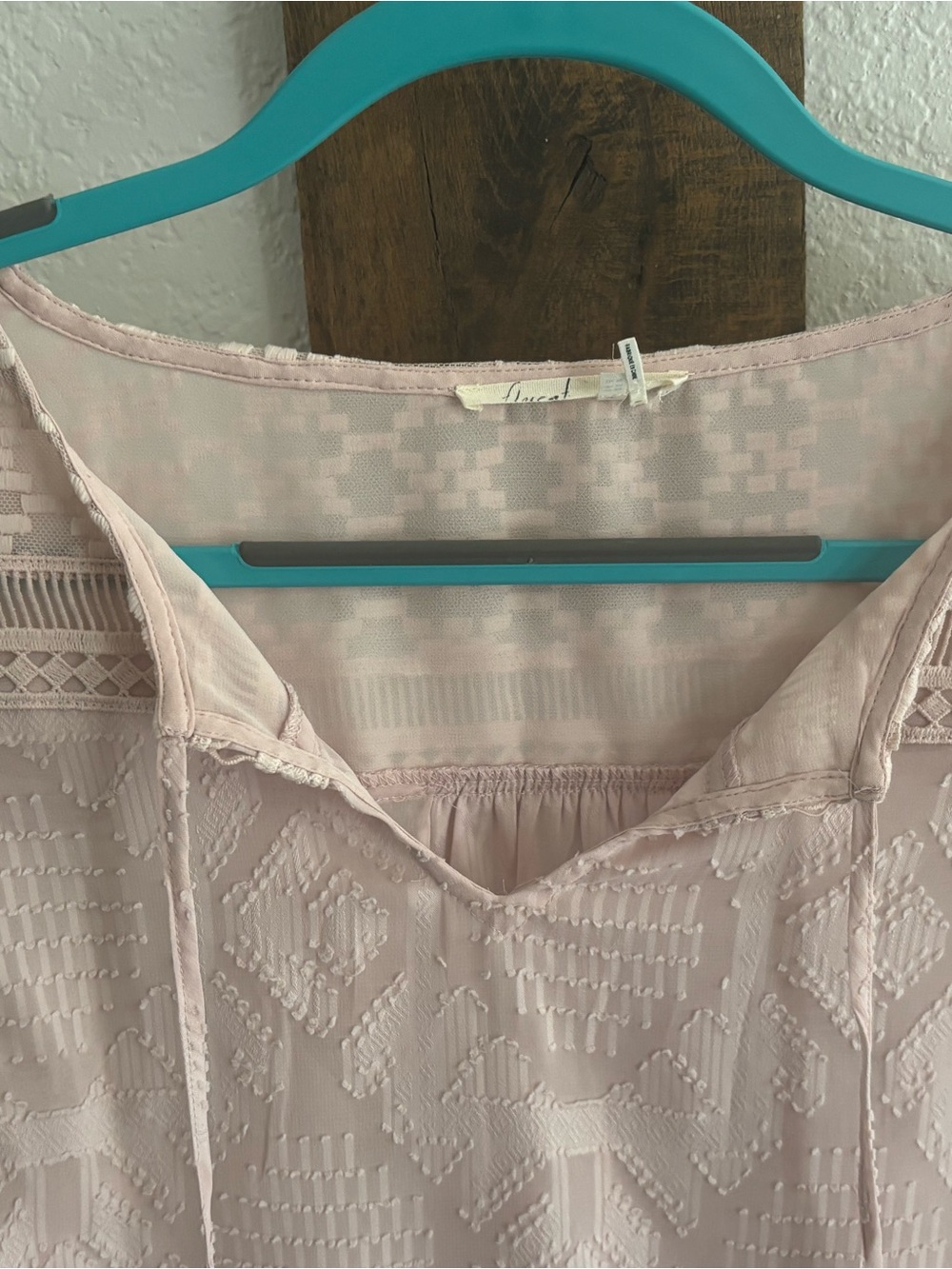 Anthropologie Blush Pink Lace-Trim Bell-Sleeve Dress - Picture 4 of 6